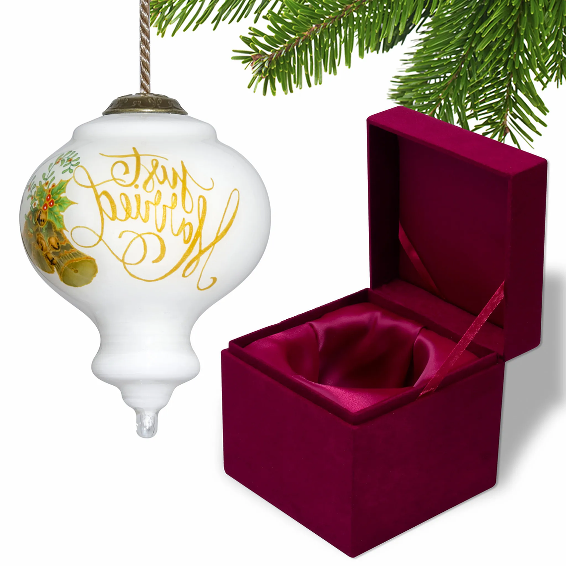 HMS Authentic Just Married Hand-Painted Mouth Blown Glass Ornament Premium Glass Crafts 3