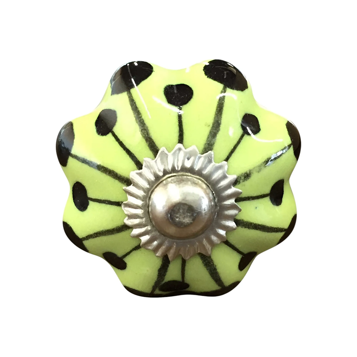 Set of Eight Lemon Black Silver Botanical Ceramic Drawer Pulls HMS Furniture Handles & Knobs 4