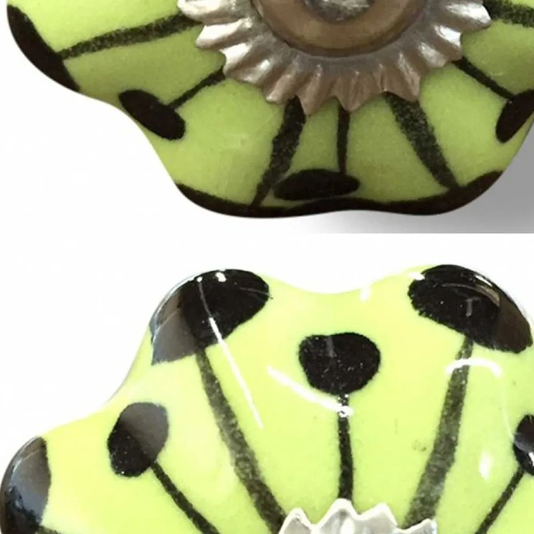 Set of Eight Lemon Black Silver Botanical Ceramic Drawer Pulls HMS Furniture Handles & Knobs 5