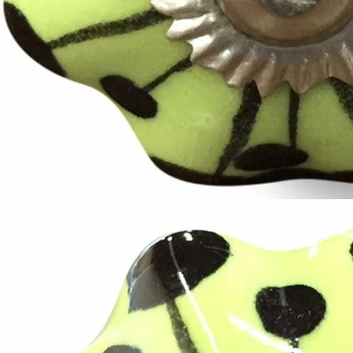 Set of Eight Lemon Black Silver Botanical Ceramic Drawer Pulls HMS Furniture Handles & Knobs 6