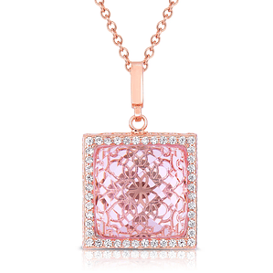 TD Collette Z Rose Plated Sterling Silver Fine Pendant Necklace with Pink Cubic Zirconia Square