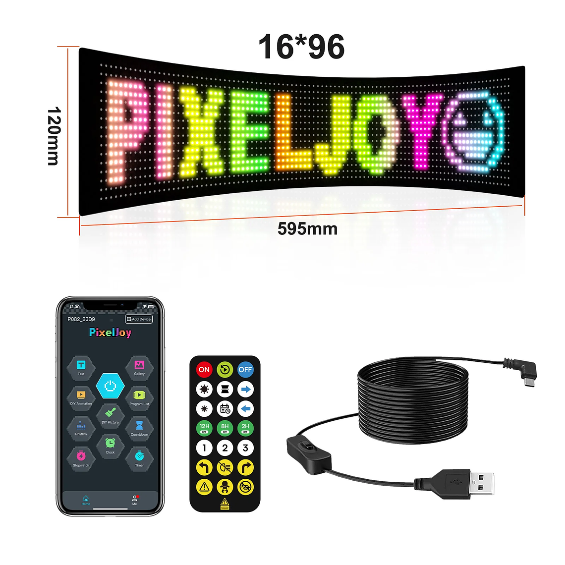 Hot Cross-Border Sale Full-Color for Bluetooth APP Smart Truck Rear Window Display LED Eyes Soft Presentation Equipment 2
