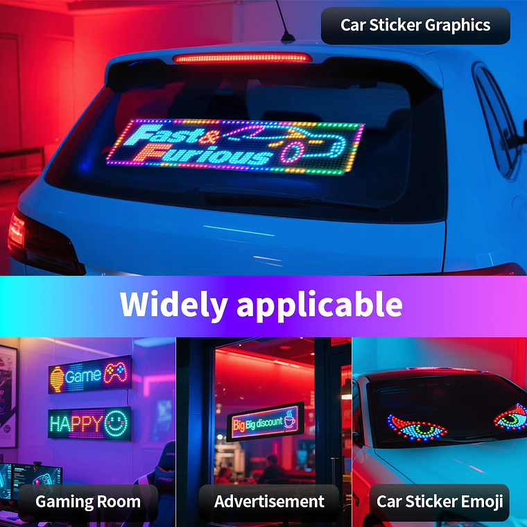 Hot Cross-Border Sale Full-Color for Bluetooth APP Smart Truck Rear Window Display LED Eyes Soft Presentation Equipment 3