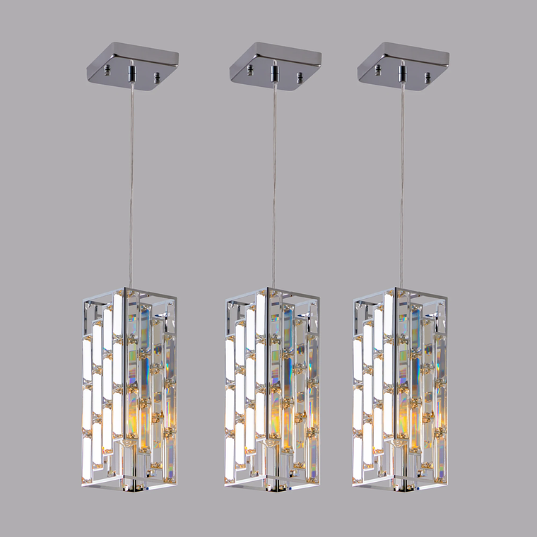 Chrome Pendant Lighting Modern Pendant Light Mini Crystal Chandeliers Adjustable Pendant Light Fixture for Kitchen Island 3 Pack 5