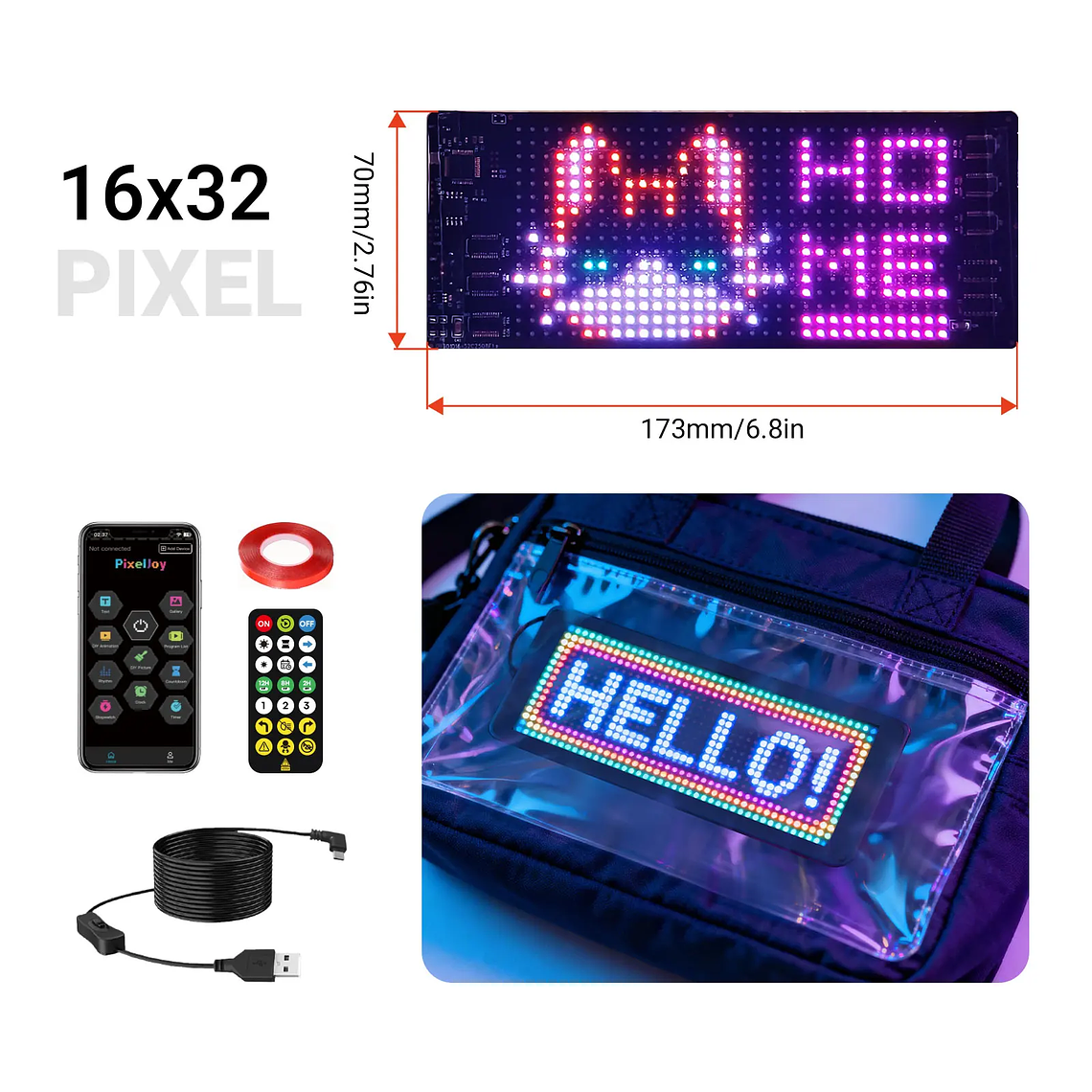 Hot Cross-Border Sale Full-Color for Bluetooth APP Smart Truck Rear Window Display LED Eyes Soft Presentation Equipment 6