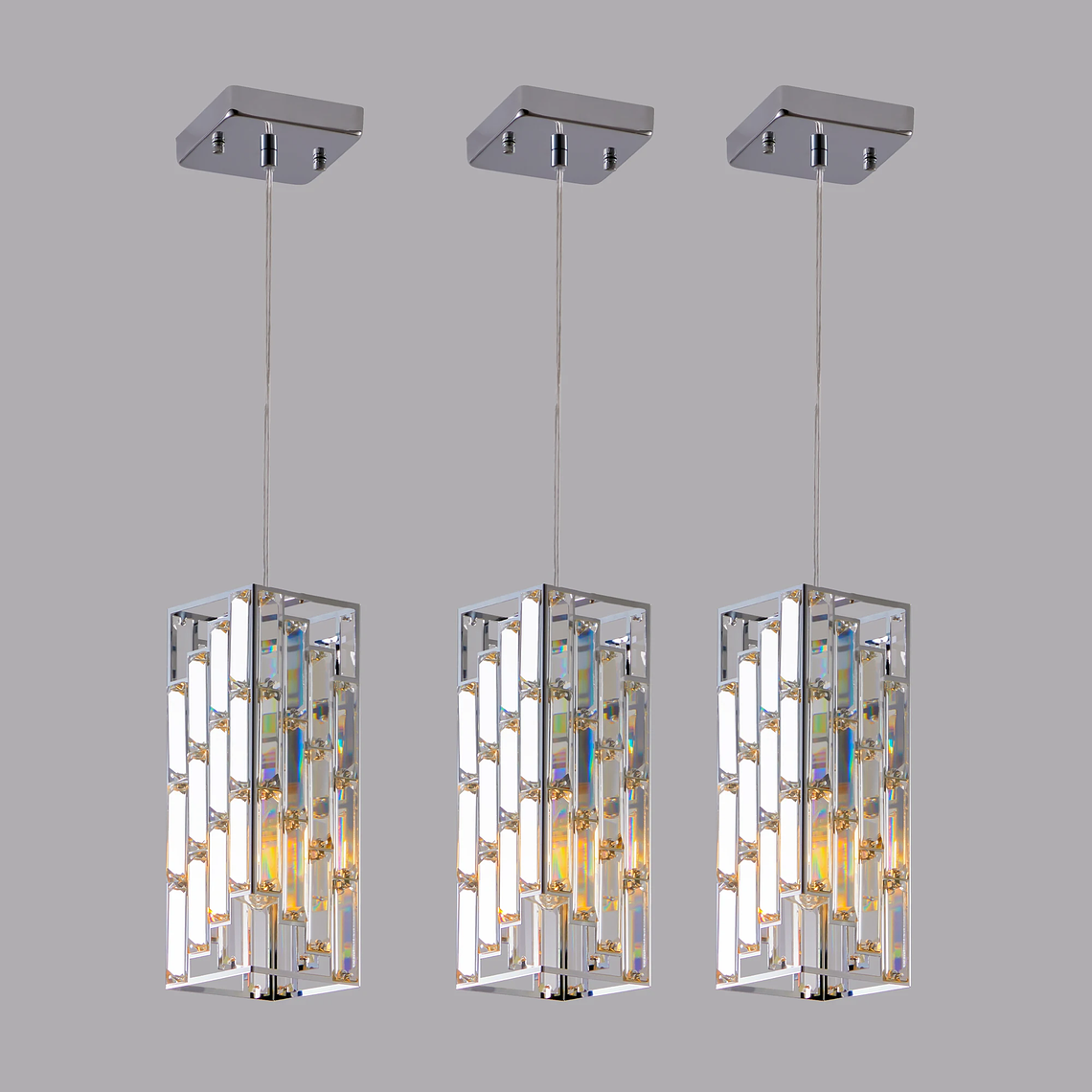 Chrome Pendant Lighting Modern Pendant Light Mini Crystal Chandeliers Adjustable Pendant Light Fixture for Kitchen Island 3 Pack 7