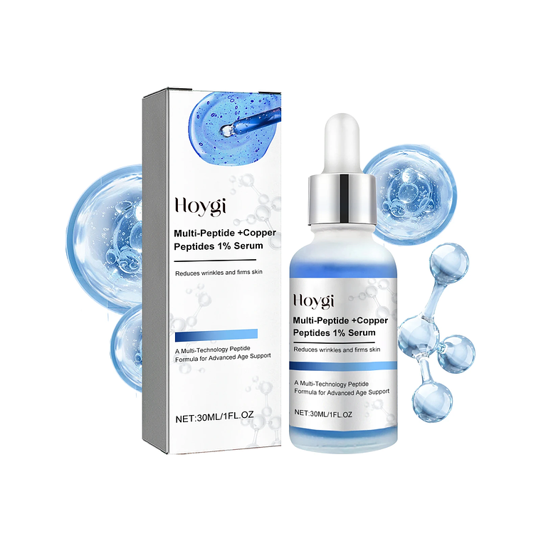 Hoygi 1% Multi-Peptide + Copper Peptides Anti-Aging Facial for Essence Skin Care Serum Reduces Fine Lines Wrinkles Increases 1