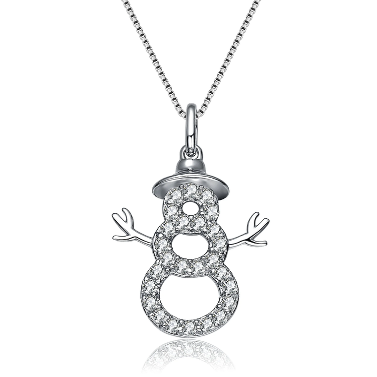 TD Collette Z Sterling Silver Fashion Pendant Necklace with Cubic Zirconia Snowman 1