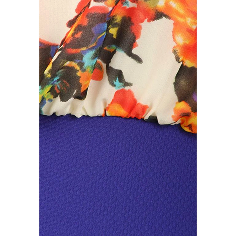 TD Modest and Fashionable V-neck Sleeveless Mini Dress Blue Floral and Solid Print One Size Fits All ODM Supply Day Occasion 5