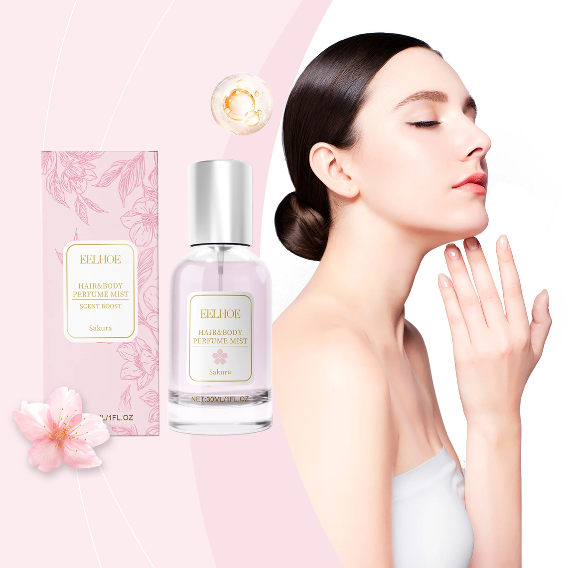 EELHOE Elegant Cherry Blossom Body Hair Eau De Parfum Spray Rose Scented Bottle for Dating Atmosphere Natural Niche FCJ 1