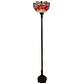 HMS 69 Contemporary LED Torchiere Floor Lamp Black and Red with Dragonfly Glass Dome Shade for Living Room Plastic Body - Miniatura 1