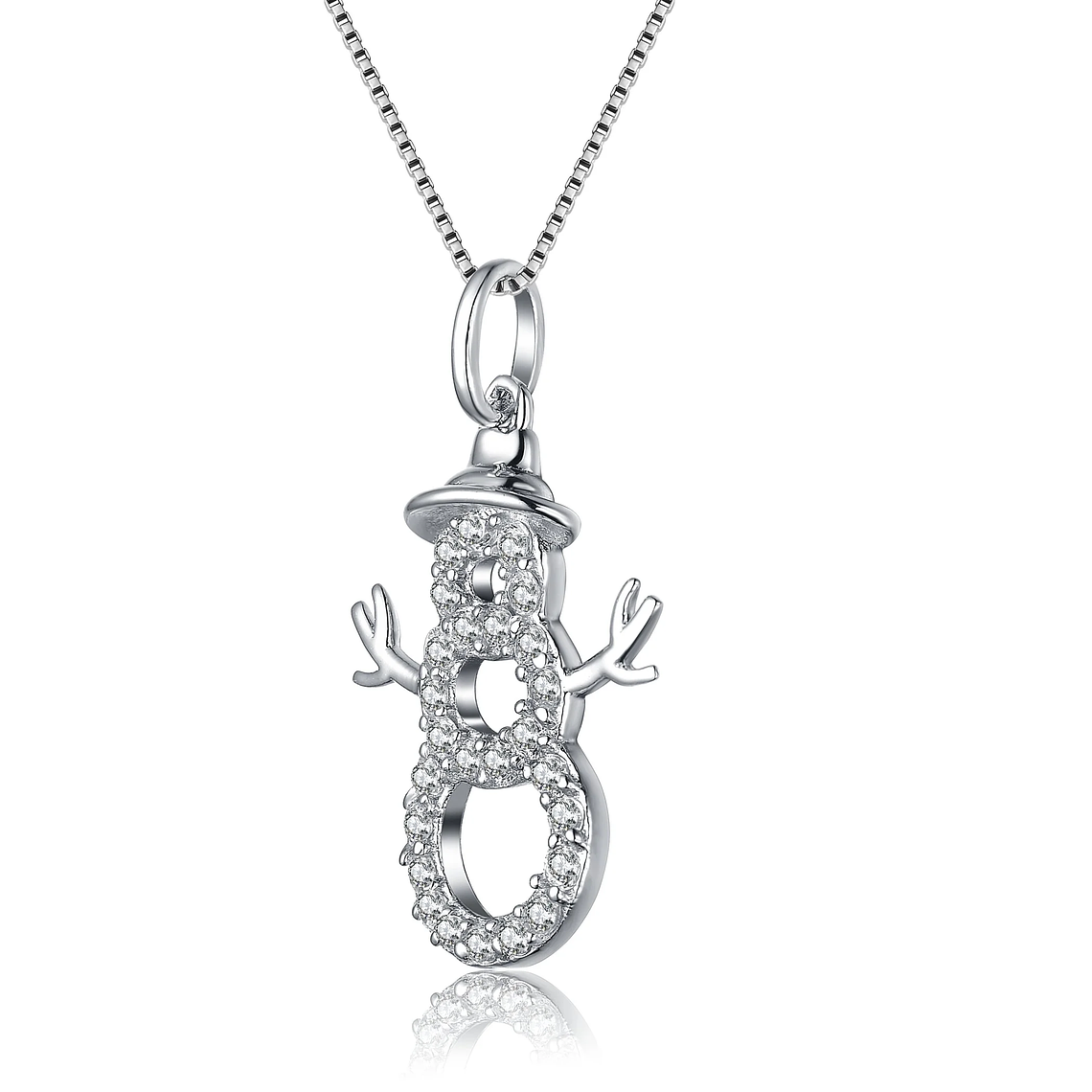 TD Collette Z Sterling Silver Fashion Pendant Necklace with Cubic Zirconia Snowman 2