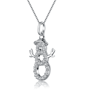 TD Collette Z Sterling Silver Fashion Pendant Necklace with Cubic Zirconia Snowman