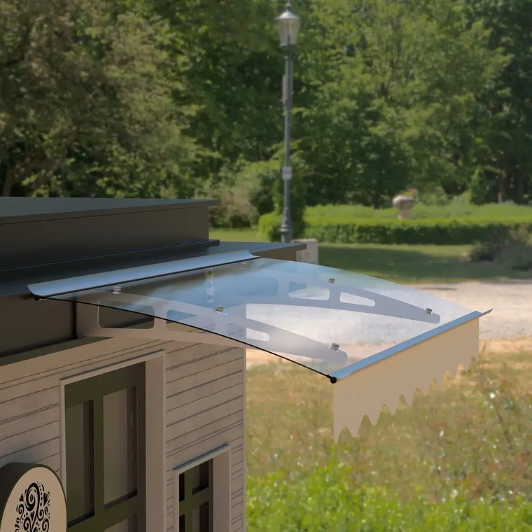 Door Window Awning Made of  0.137 Inch Thick Crystal Solid Polycarbonate Sheet and Aluminum Alloy with Valance 4