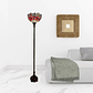 HMS 69 Contemporary LED Torchiere Floor Lamp Black and Red with Dragonfly Glass Dome Shade for Living Room Plastic Body - Miniatura 2