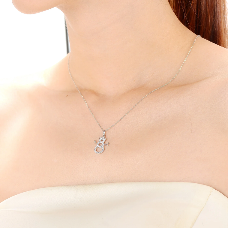 TD Collette Z Sterling Silver Fashion Pendant Necklace with Cubic Zirconia Snowman 3
