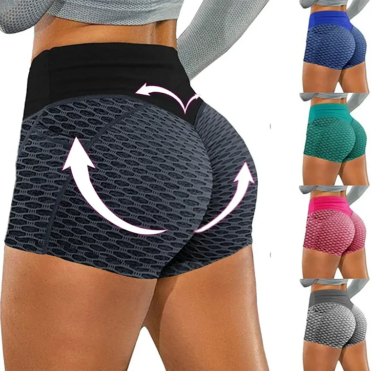 Pantalones cortos de Yoga elásticos sexis para mujer, motivos de nido de abeja, levantamiento de cadera, ajuste Abdominal, ropa ajustada para Fitness, pantalones para correr externamente 1
