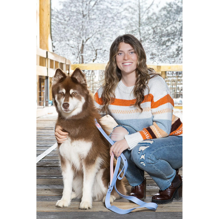 TD Blue Sky Luxury Dog Collar Leash Waterproof Orchid Print Durable Nylon and Silicone Personalized 5m Walk Harness 3