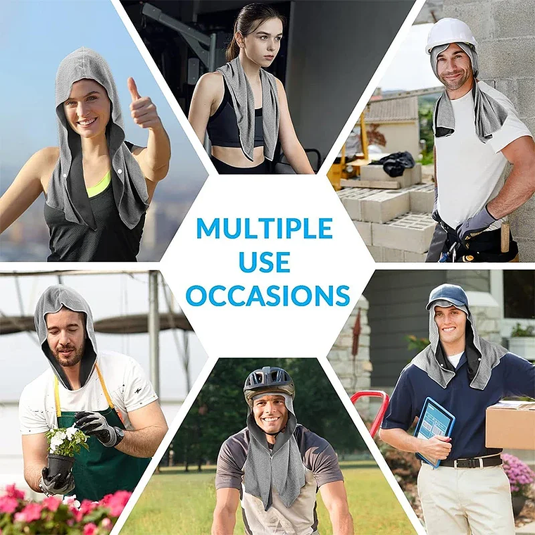 Toalla con capucha refrescante: toalla con capucha, tecnología de enfriamiento evaporativo, enfría al instante al mojado, ideal para deportes, fitness, gimnasio 2