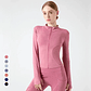 Chaqueta nueva para mujer, ropa de Yoga, abrigo para mujer, redondo, elástico alto, ejercicio, Yoga, Fitness, manga larga, cuello levantado, Tops de Yoga finos - Miniatura 9