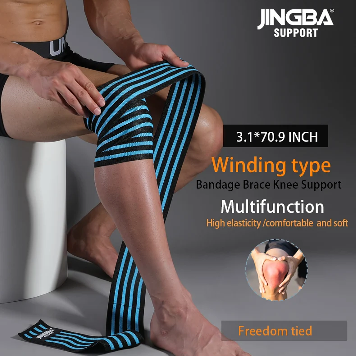 1 Uds. Correas presurizadas para Fitness gimnasio levantamiento de pesas sentadillas entrenamiento vendajes elásticos envolturas de compresión para piernas y rodillas 11