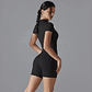 Conjunto de Yoga para mujer, monos de una pieza con cremallera, manga corta, ropa de entrenamiento de realce para gimnasio, mono deportivo, chándal - Thumbnail 23