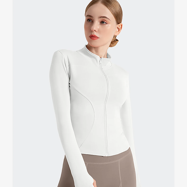 Chaqueta nueva para mujer, ropa de Yoga, abrigo para mujer, redondo, elástico alto, ejercicio, Yoga, Fitness, manga larga, cuello levantado, Tops de Yoga finos 36