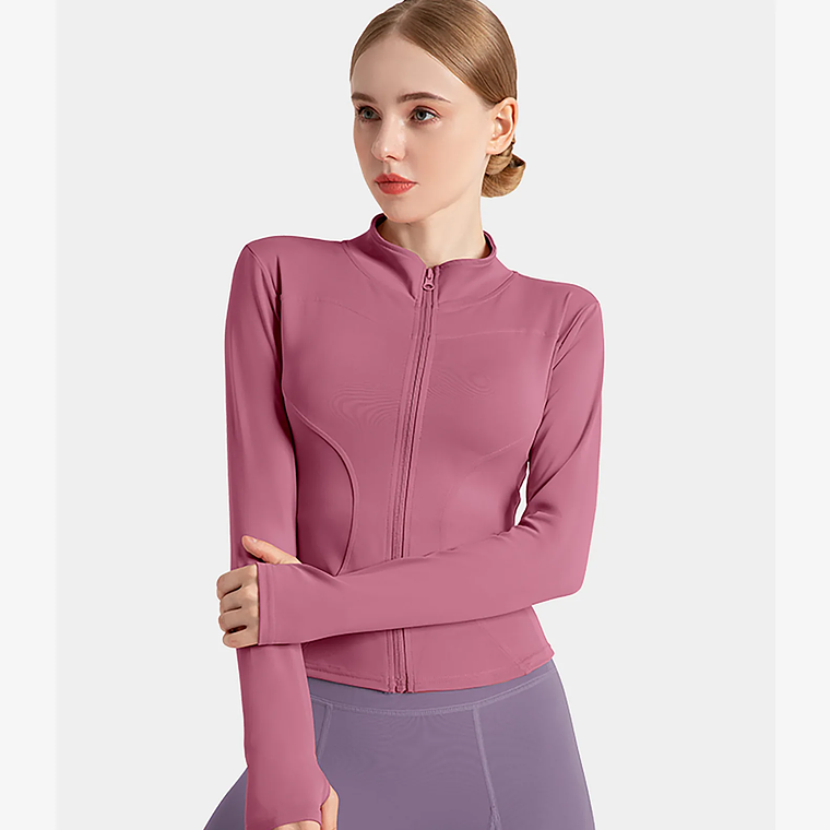 Chaqueta nueva para mujer, ropa de Yoga, abrigo para mujer, redondo, elástico alto, ejercicio, Yoga, Fitness, manga larga, cuello levantado, Tops de Yoga finos 49