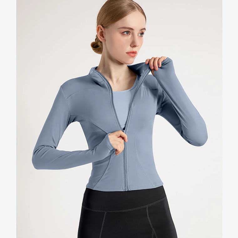 Chaqueta nueva para mujer, ropa de Yoga, abrigo para mujer, redondo, elástico alto, ejercicio, Yoga, Fitness, manga larga, cuello levantado, Tops de Yoga finos 52