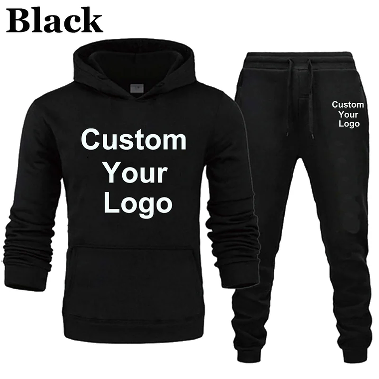 Personaliza tu logotipo sudaderas con capucha pantalones 2 unids/set sudadera pantalones de chándal gimnasios masculinos Fitness Tops pantalones Joggers ropa deportiva chándales 2