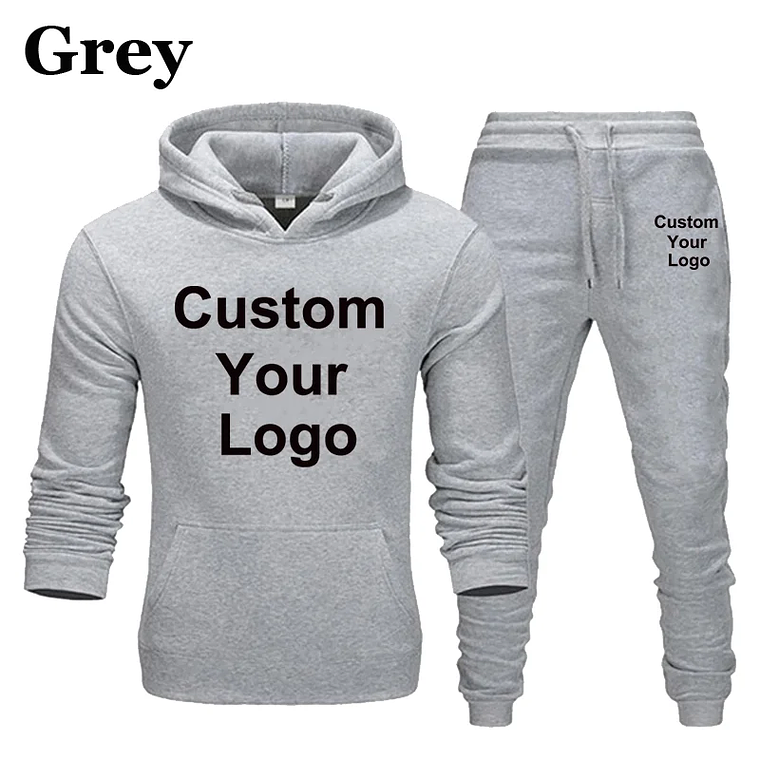 Personaliza tu logotipo sudaderas con capucha pantalones 2 unids/set sudadera pantalones de chándal gimnasios masculinos Fitness Tops pantalones Joggers ropa deportiva chándales 4