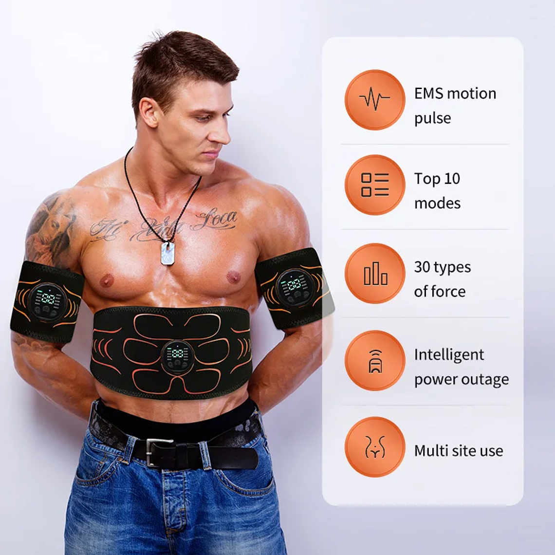 Cinturón Tonificador Abdominal, Estimulador Muscular EMS, Entrenador de Abdominales, Tonificador Muscular, Carga USB, Moldea el Cuerpo, Pierde Peso, Quema Grasa, Fitness Unisex 12