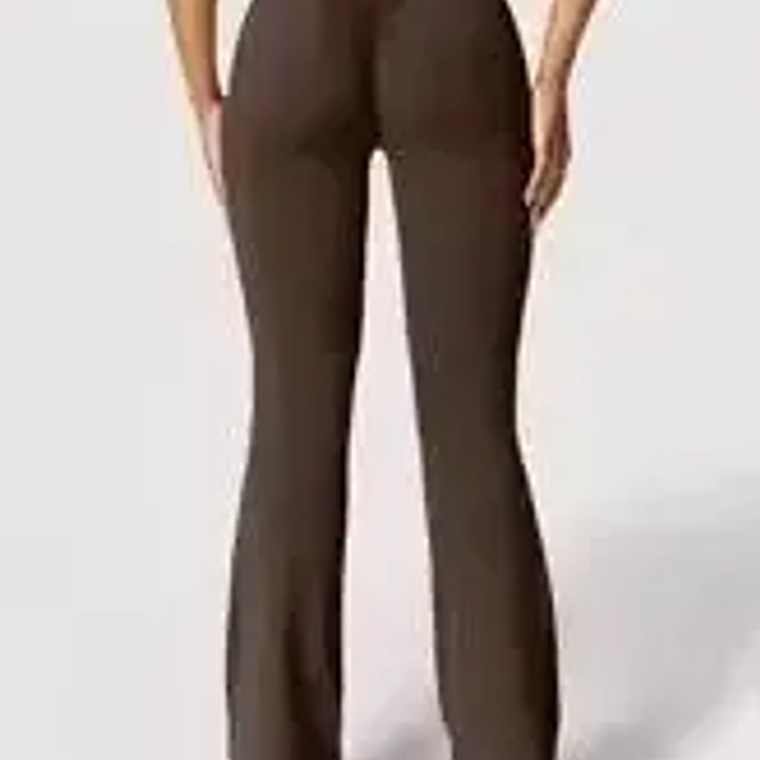 Pantalones acampanados a la moda para mujer, pantalones deportivos con cintura trasera en V, cintura alta, nalgas hermosas, pantalones deportivos, color sólido, ajustados La 10