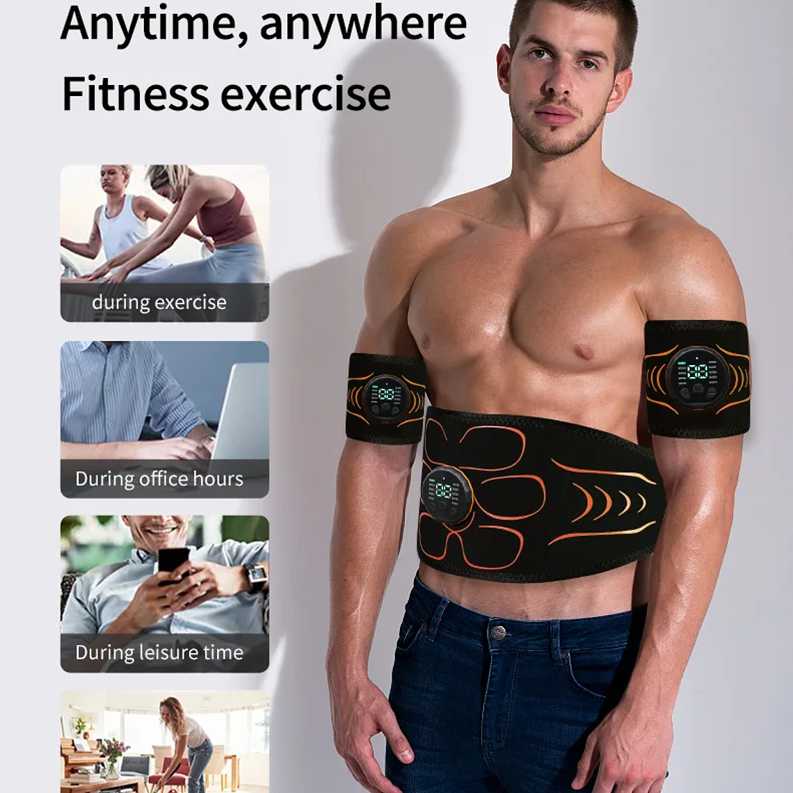 Cinturón Tonificador Abdominal, Estimulador Muscular EMS, Entrenador de Abdominales, Tonificador Muscular, Carga USB, Moldea el Cuerpo, Pierde Peso, Quema Grasa, Fitness Unisex 16