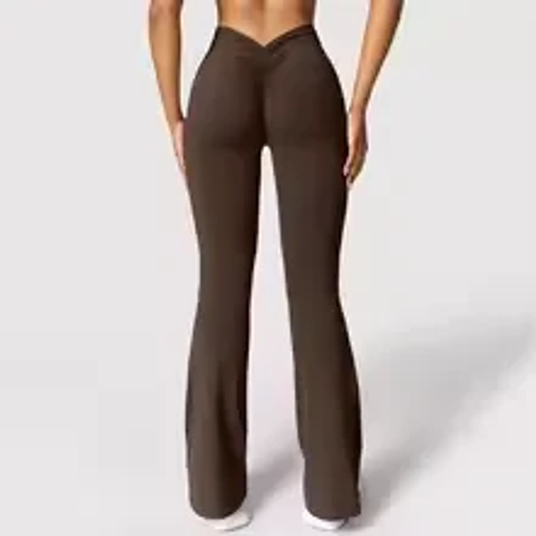 Pantalones acampanados a la moda para mujer, pantalones deportivos con cintura trasera en V, cintura alta, nalgas hermosas, pantalones deportivos, color sólido, ajustados La 14
