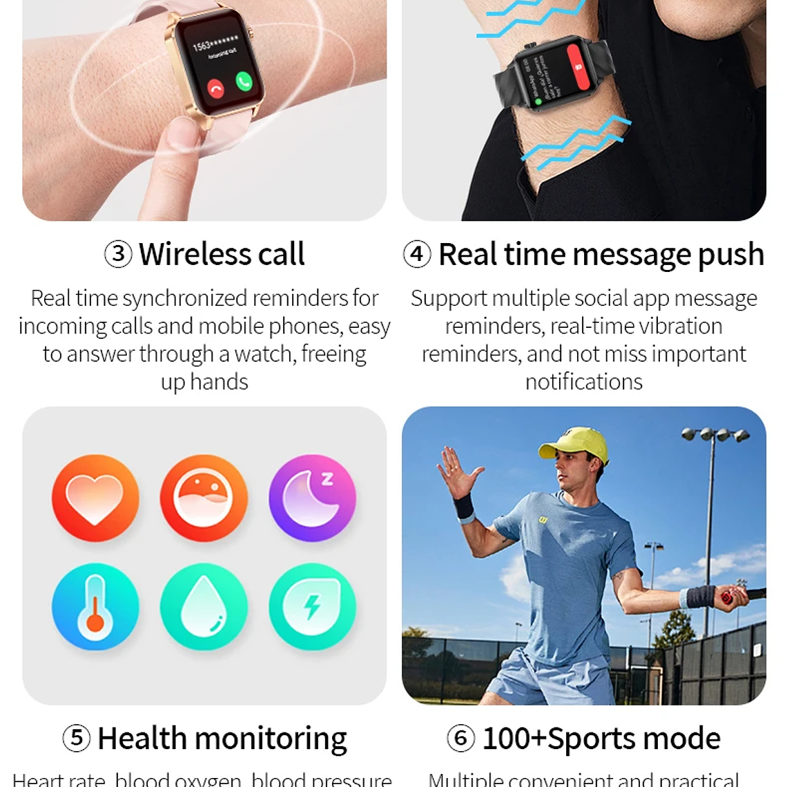 Reloj inteligente LIGE para hombres y mujeres, reloj inteligente deportivo de lujo con pantalla completamente táctil, resistente al agua, para Xiaomi, Huawei, Android, iOS, iPhone 14