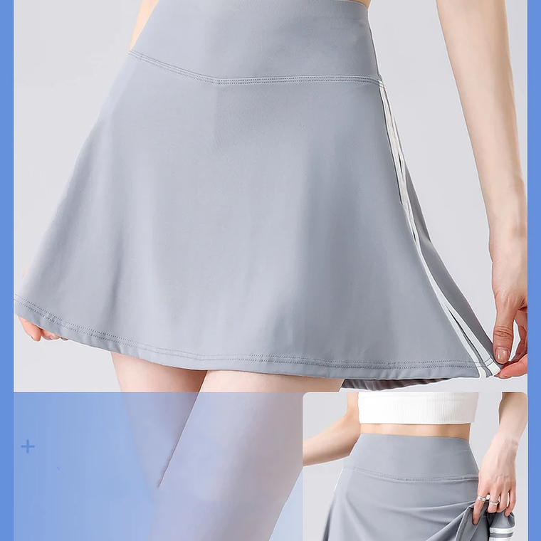 BIVIGAOS verano doble raya deporte tenis faldas cortas mujeres falso dos piezas estiramiento correr Fitness Golf A-line Yoga Mini falda 9