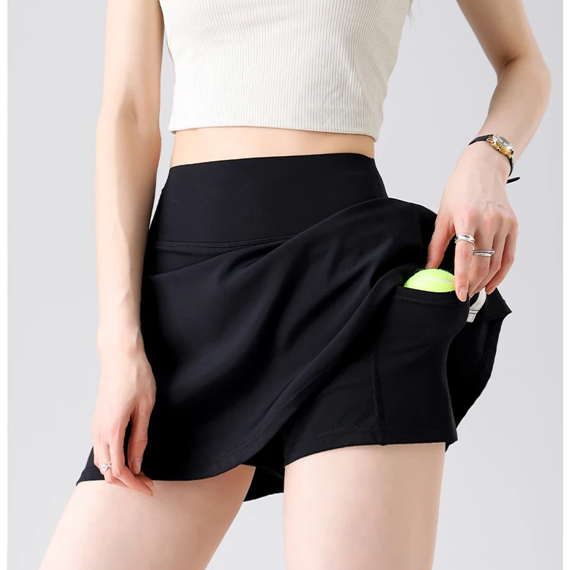 BIVIGAOS verano doble raya deporte tenis faldas cortas mujeres falso dos piezas estiramiento correr Fitness Golf A-line Yoga Mini falda 13