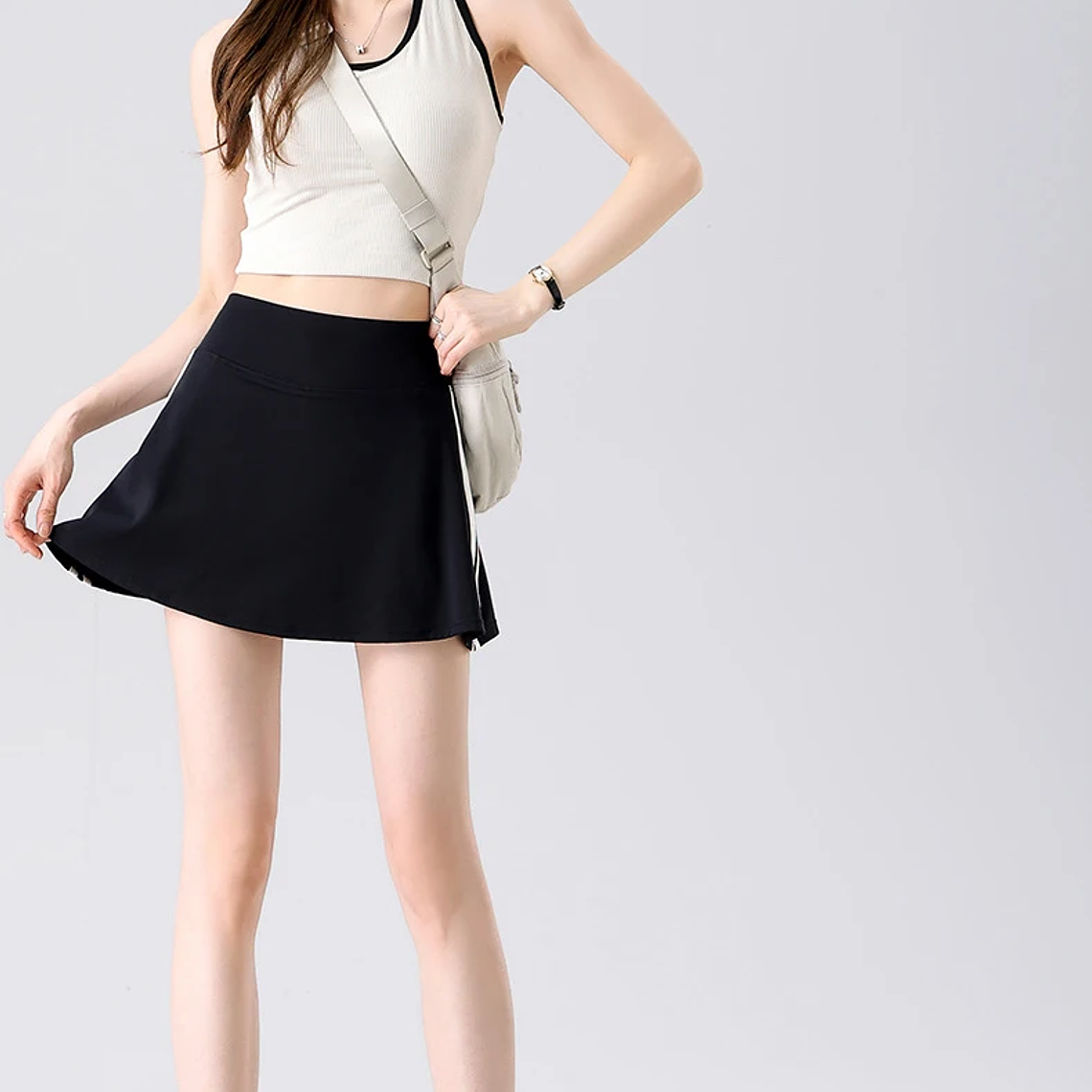 BIVIGAOS verano doble raya deporte tenis faldas cortas mujeres falso dos piezas estiramiento correr Fitness Golf A-line Yoga Mini falda 18