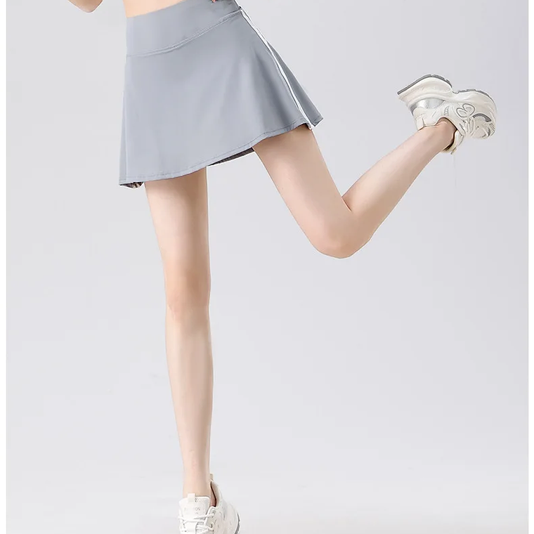 BIVIGAOS verano doble raya deporte tenis faldas cortas mujeres falso dos piezas estiramiento correr Fitness Golf A-line Yoga Mini falda 28