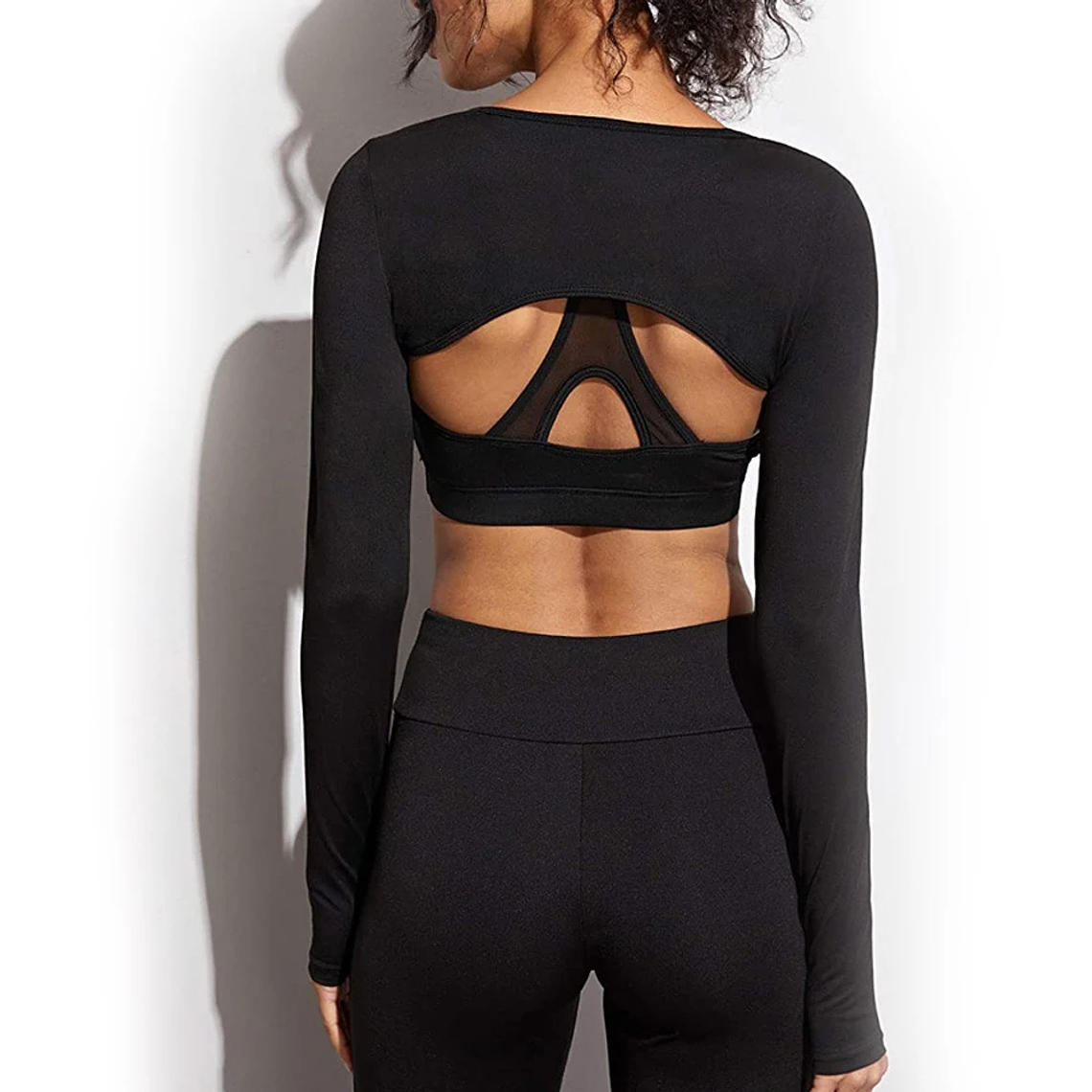 Top corto de manga larga para mujer, Top corto de entrenamiento para gimnasio, camisas recortadas de entrenamiento con frente abierto para Fitness y deportes, ultrafino y Sexy 4