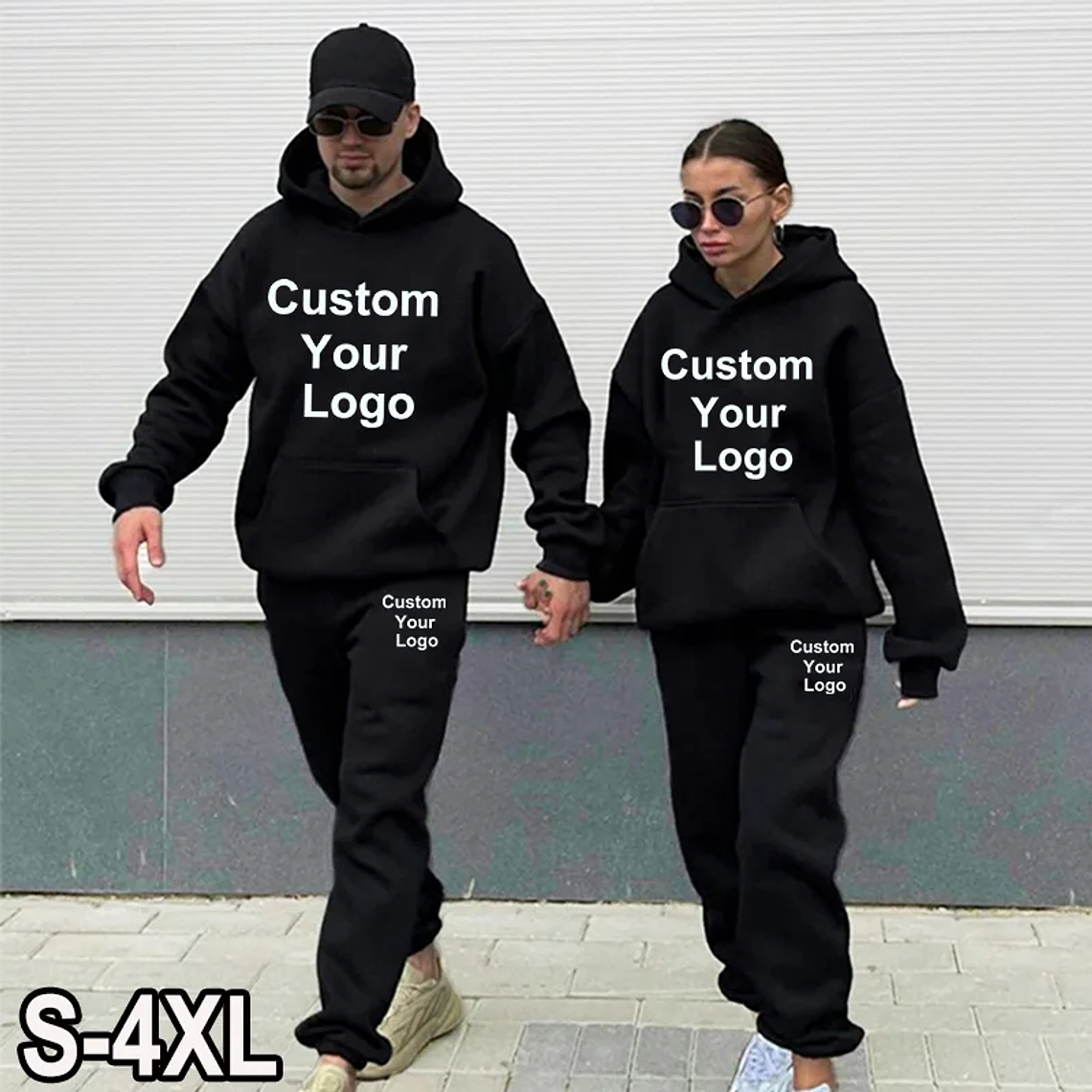 Personaliza tu logotipo sudaderas con capucha pantalones 2 unids/set sudadera pantalones de chándal gimnasios masculinos Fitness Tops pantalones Joggers ropa deportiva chándales 1