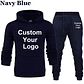 Personaliza tu logotipo sudaderas con capucha pantalones 2 unids/set sudadera pantalones de chándal gimnasios masculinos Fitness Tops pantalones Joggers ropa deportiva chándales - thumbnail 3