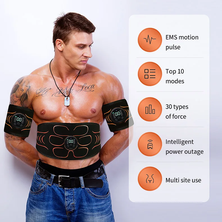 Cinturón Tonificador Abdominal, Estimulador Muscular EMS, Entrenador de Abdominales, Tonificador Muscular, Carga USB, Moldea el Cuerpo, Pierde Peso, Quema Grasa, Fitness Unisex 12