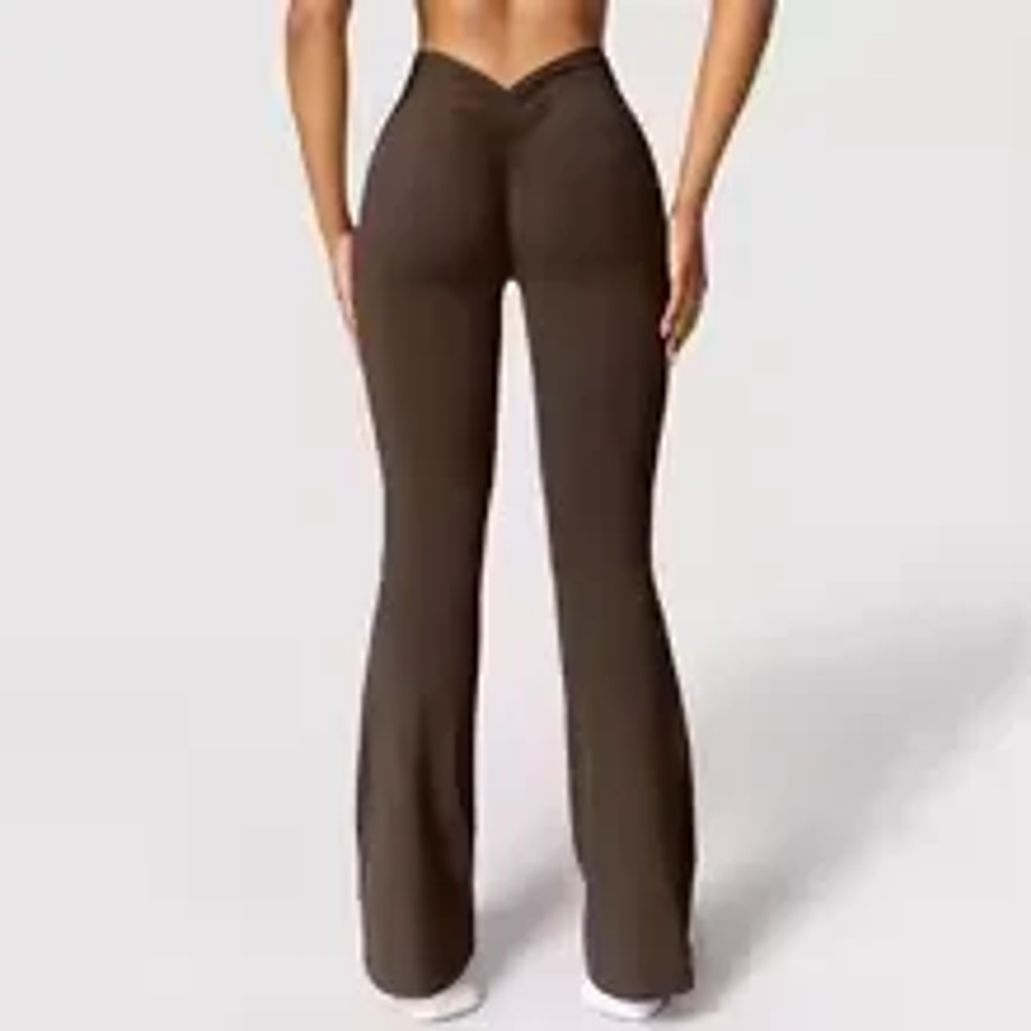 Pantalones acampanados a la moda para mujer, pantalones deportivos con cintura trasera en V, cintura alta, nalgas hermosas, pantalones deportivos, color sólido, ajustados La 14