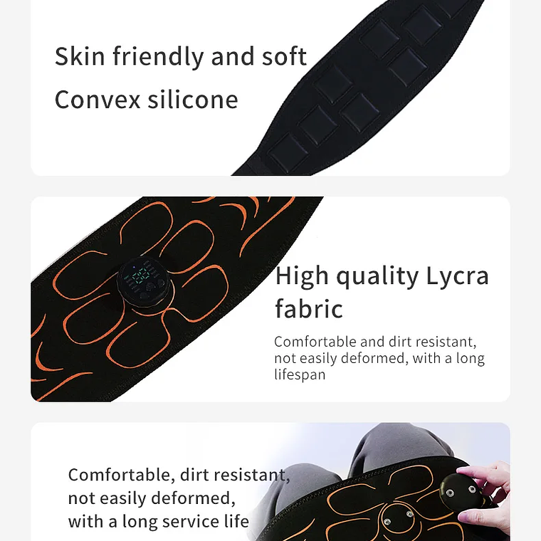 Cinturón Tonificador Abdominal, Estimulador Muscular EMS, Entrenador de Abdominales, Tonificador Muscular, Carga USB, Moldea el Cuerpo, Pierde Peso, Quema Grasa, Fitness Unisex 24