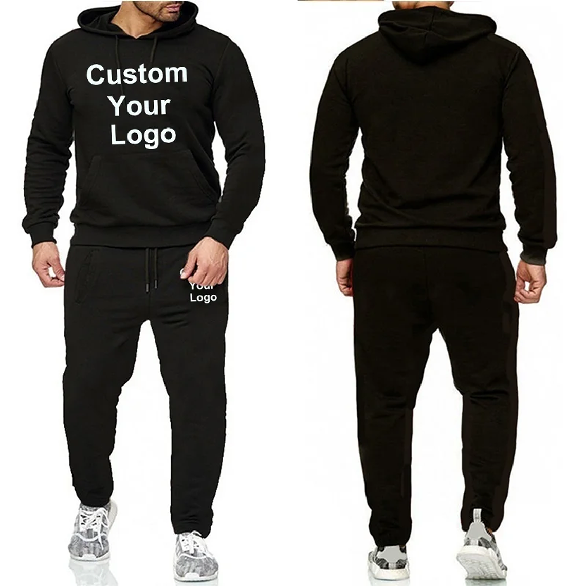 Personaliza tu logotipo sudaderas con capucha pantalones 2 unids/set sudadera pantalones de chándal gimnasios masculinos Fitness Tops pantalones Joggers ropa deportiva chándales 17