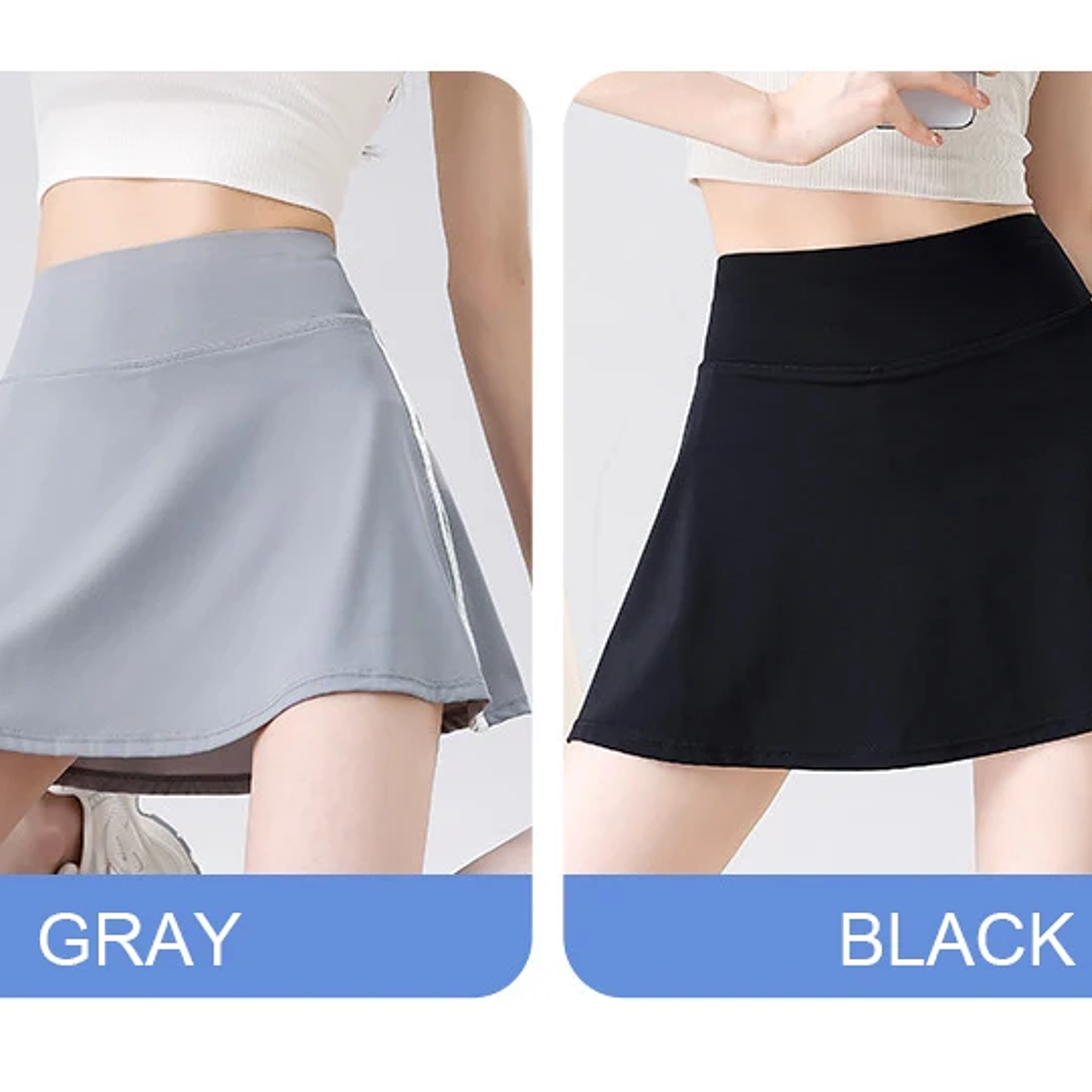 BIVIGAOS verano doble raya deporte tenis faldas cortas mujeres falso dos piezas estiramiento correr Fitness Golf A-line Yoga Mini falda 24