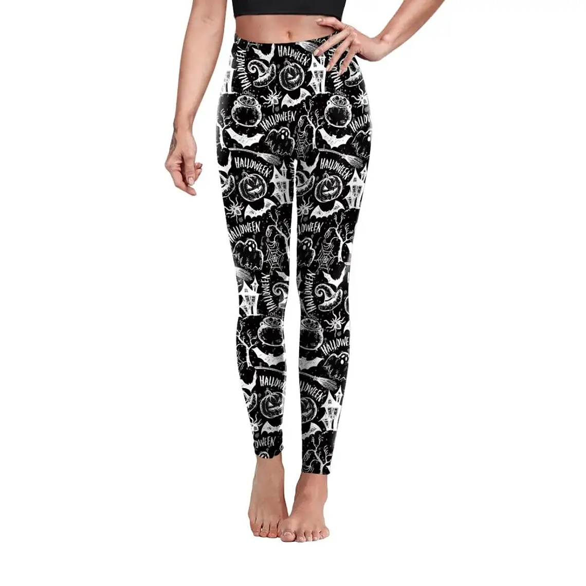 Nadanbao-mallas deportivas de Halloween para mujer, Leggings con estampado 3D Digital de Calavera, pantalones elásticos sexys, ajustados de cintura alta, novedad 41