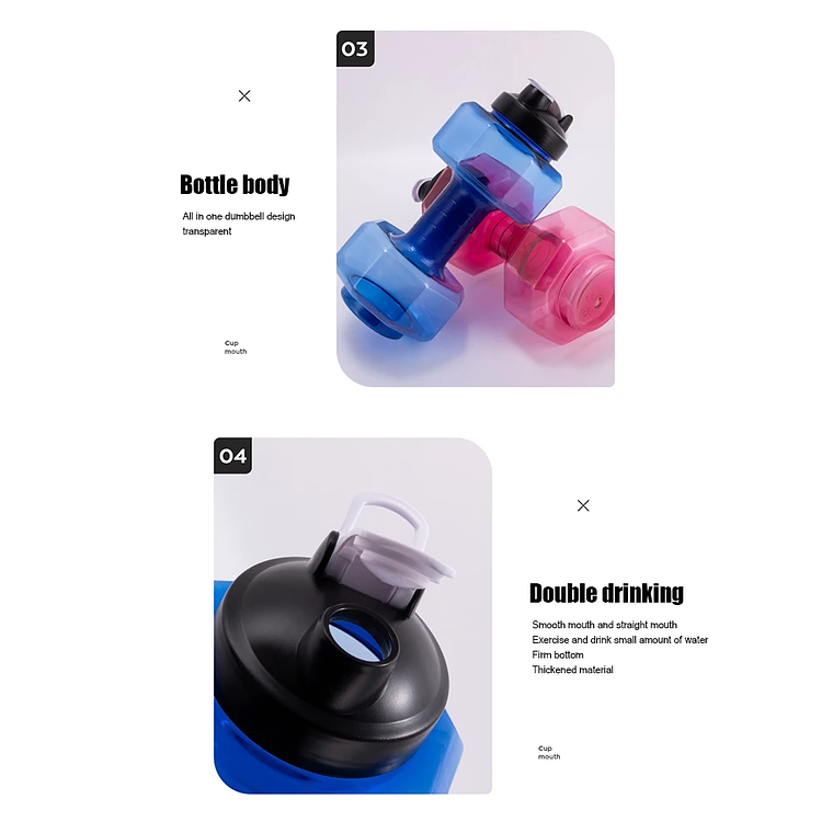 Hervidor de agua con forma de mancuerna para mascotas, multifuncional, para gimnasio, deportes, al aire libre, Fitness, ciclismo, acampada, botella de agua fría, 2600mL 23